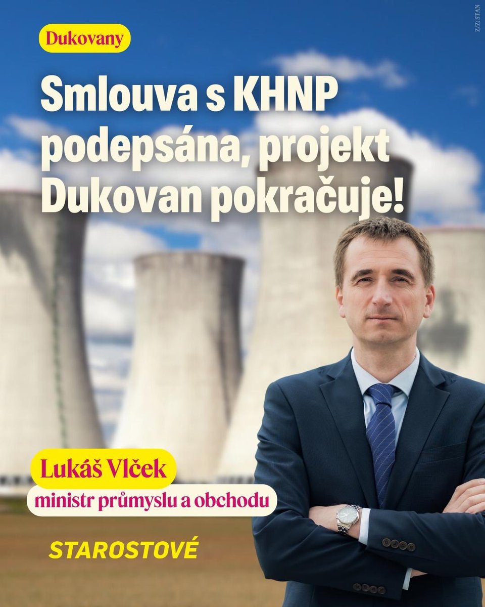 Projekt století pokračuje! 👍🏼

Dnes jsme podepsali smlouvu s KHNP o výstavbě nových bloků v Dukovanech, zásadního projektu jak pro naši energetickou bezpečnost a soběstačnost, tak pro mou domovskou Vysočinu.

Pokračujeme také v jednáních o zapojení českého průmyslu do projektu, v