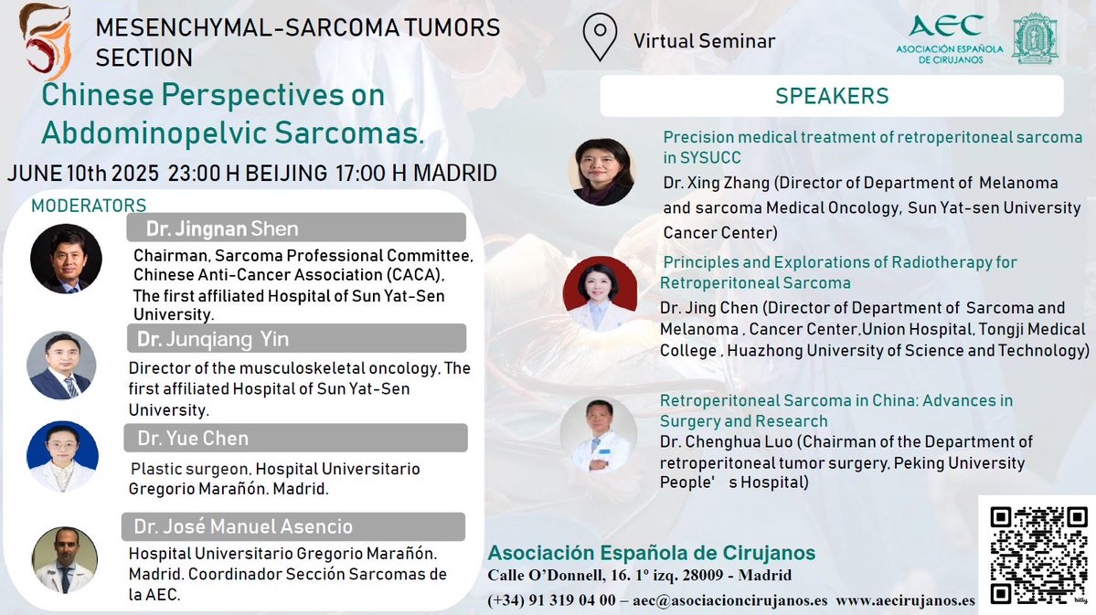 aecirujanos (@aecirujanos) on Twitter photo Save the date 📝El 10 junio a las 5 pm debatiremos con un grupo de renombrados cirujanos chinos sobre los últimos enfoques y perspectivas en el manejo del sarcoma.
No te lo pierdas 👇👇
us02web.zoom.us/webinar/regist…
<a href="/SarcomasAEC/">AEC Sarcomas</a> <a href="/SarcomasHGUGM/">Sarcomas Hospital Gregorio Marañón</a> <a href="/GrupoGeis/">GEIS</a> <a href="/TARPSWG/">TARPSWG</a> <a href="/JmasencioJose/">jose manuel</a> Save the date 📝El 10 junio a las 5 pm debatiremos con un grupo de renombrados cirujanos chinos sobre los últimos enfoques y perspectivas en el manejo del sarcoma.
No te lo pierdas 👇👇
us02web.zoom.us/webinar/regist…
<a href="/SarcomasAEC/">AEC Sarcomas</a> <a href="/SarcomasHGUGM/">Sarcomas Hospital Gregorio Marañón</a> <a href="/GrupoGeis/">GEIS</a> <a href="/TARPSWG/">TARPSWG</a> <a href="/JmasencioJose/">jose manuel</a>