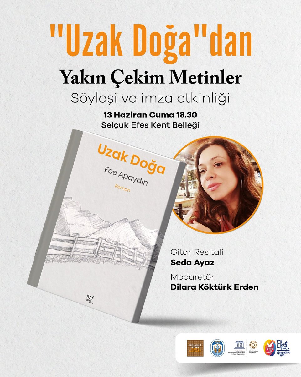 Ece Apaydın Söyleşi ve İmza 

Uzak Doğa’dan Yakın Çekimler

Moderatör Dilara Köktürk Erden

Gitar Resitali: Seda Ayaz

13 Haziran Cuma 
saat: 18.30