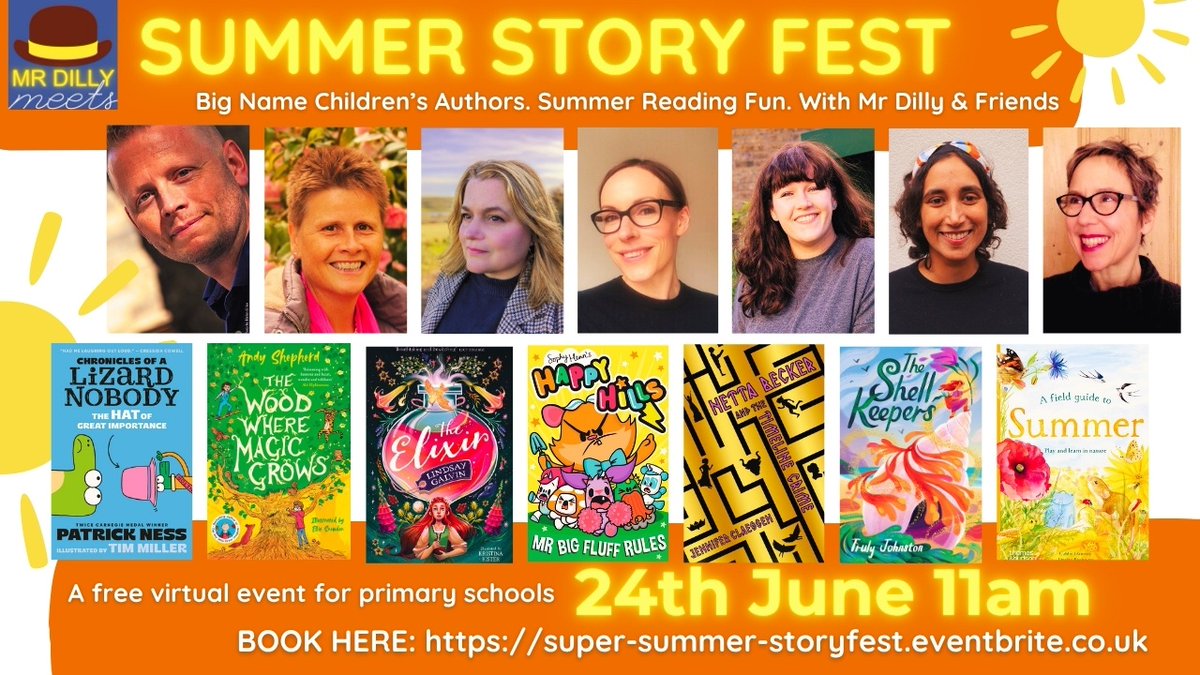 Inspire your class with top authors, live book fun, a quiz, and a draw-along! 

Watch live or on-demand. Perfect for KS2 &amp; Upper KS1.

Get your tickets and find out more: tinyurl.com/mrayryv7
