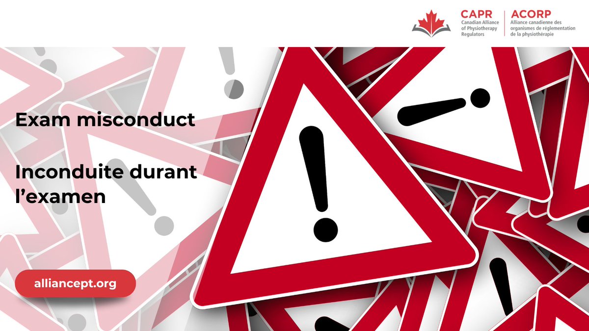 CAPR is committed to ensuring the Physiotherapy Competency Exam (PCE) is administered fairly and free from improper behaviour and misconduct. To maintain the integrity of the examination process, actions that compromise this process will be met with serious consequences. (1/2)