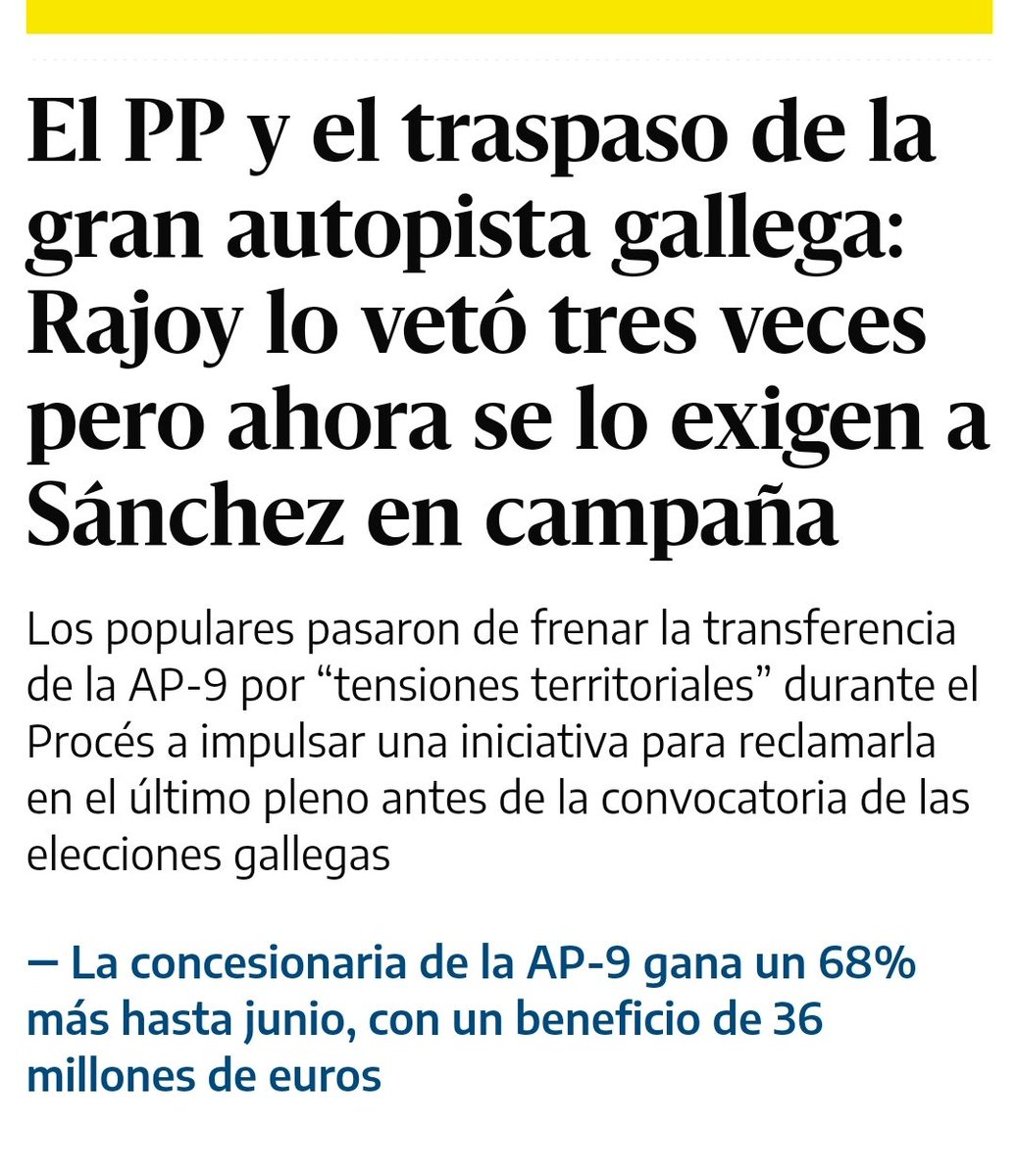Enésimo día no que hai que recordar que a mesa do Congreso, dominada polo PP, ¡¡¡VETOU!!! 3 veces o debate sobre o traspaso da AP-9.

As 3 veces a proposta contaba co respaldo unánime dos 75 deputados do parlamento de Galiza.