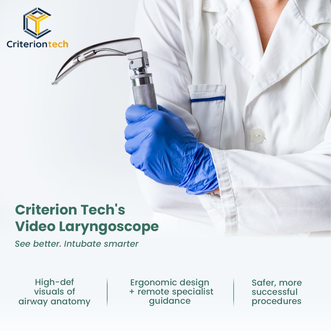 Visual clarity meets clinical precision. Video Laryngoscope redefines safe intubation.
.
Learn more: criteriontechnologies.com/video-laryngos…
.
#VideoLaryngoscope #SafeIntubation #AirwayManagement #CriticalCareTools  #AnesthesiaCare #DigitalHealthSolutions #Criteria4Technology #CriterionTech