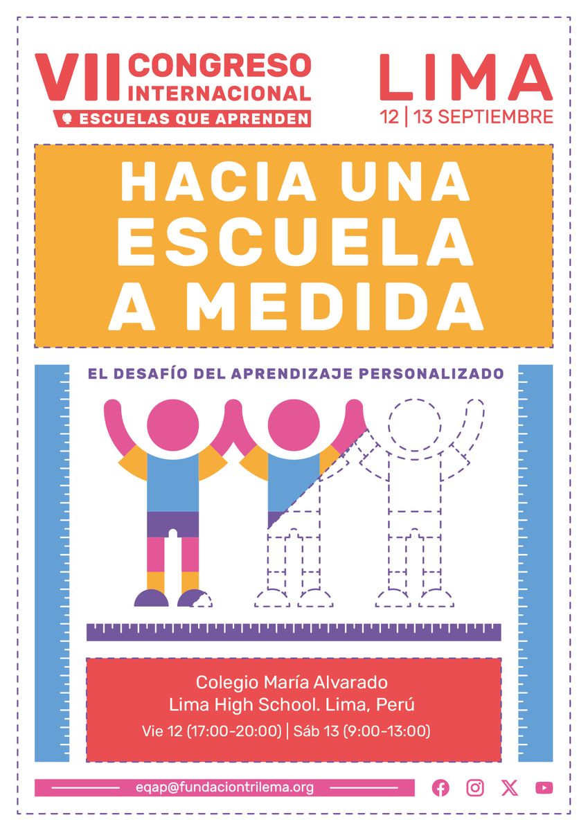 ¡INSCRIPCIONES ABIERTAS! Ya podéis inscribiros al VII Congreso Internacional que celebraremos en #Lima. 'Hacia una escuela a medida. El desafío del aprendizaje personalizado'. ¿Nos vemos el 12 y 13 de septiembre? 😉

Inscripciones aquí 👉 zfrmz.eu/bVgUk1oH14EJIa…