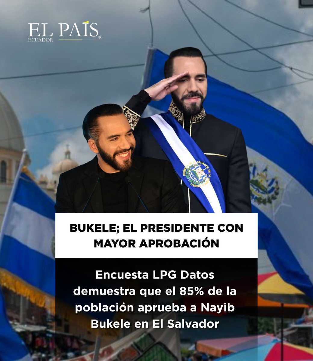 🇪🇨 ¿Consideras a Bukele un dictador o un buen presidente? Nayib Bukele, presidente de El Salvador mantiene un 85% de aprobación en su país. Su principal logro: la desarticulación de pandillas y una histórica reducción de homicidios.