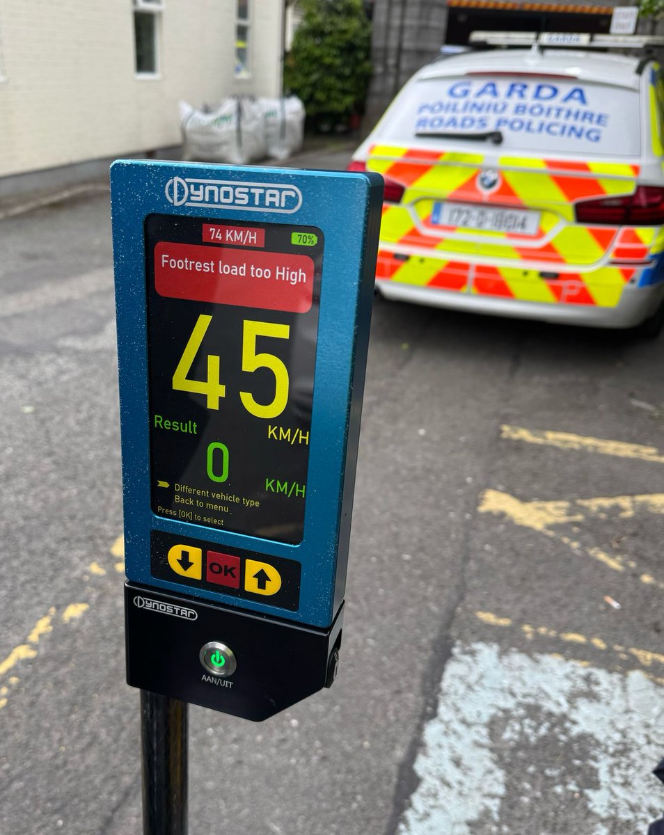 Today, our Roads Policing members were conducting checks on e-scooters in Dublin City Centre using our new Dynamometer technology.

Nine scooters were impounded for a range of offences, including speeding and exceeding the maximum rated power output.

#SaferRoads