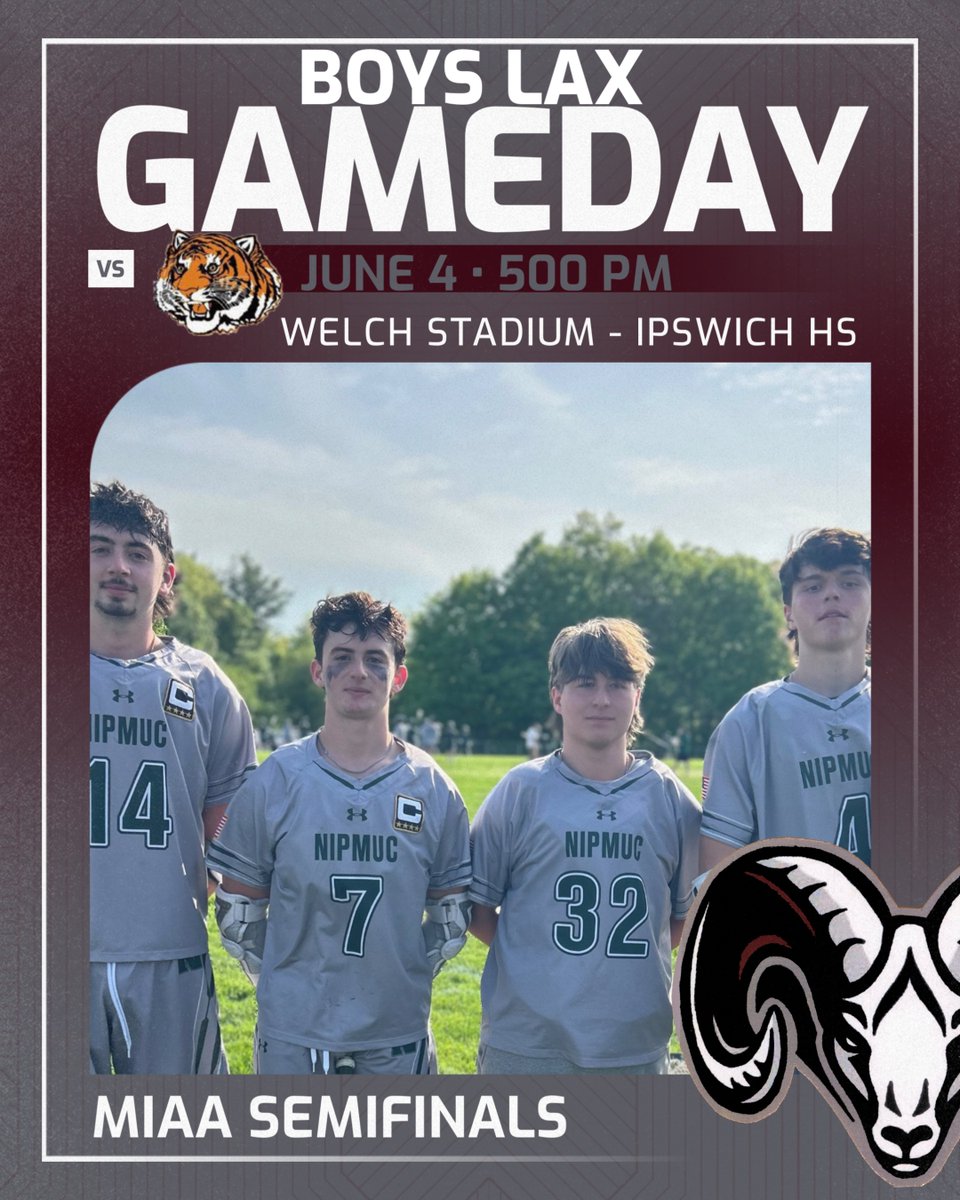 Good luck to the Boys Lax team as they head to Ipswich for MIAA D4 Semis.
5pm face-off for the #12 seed vs the #5
#LetsGoLaxBros
