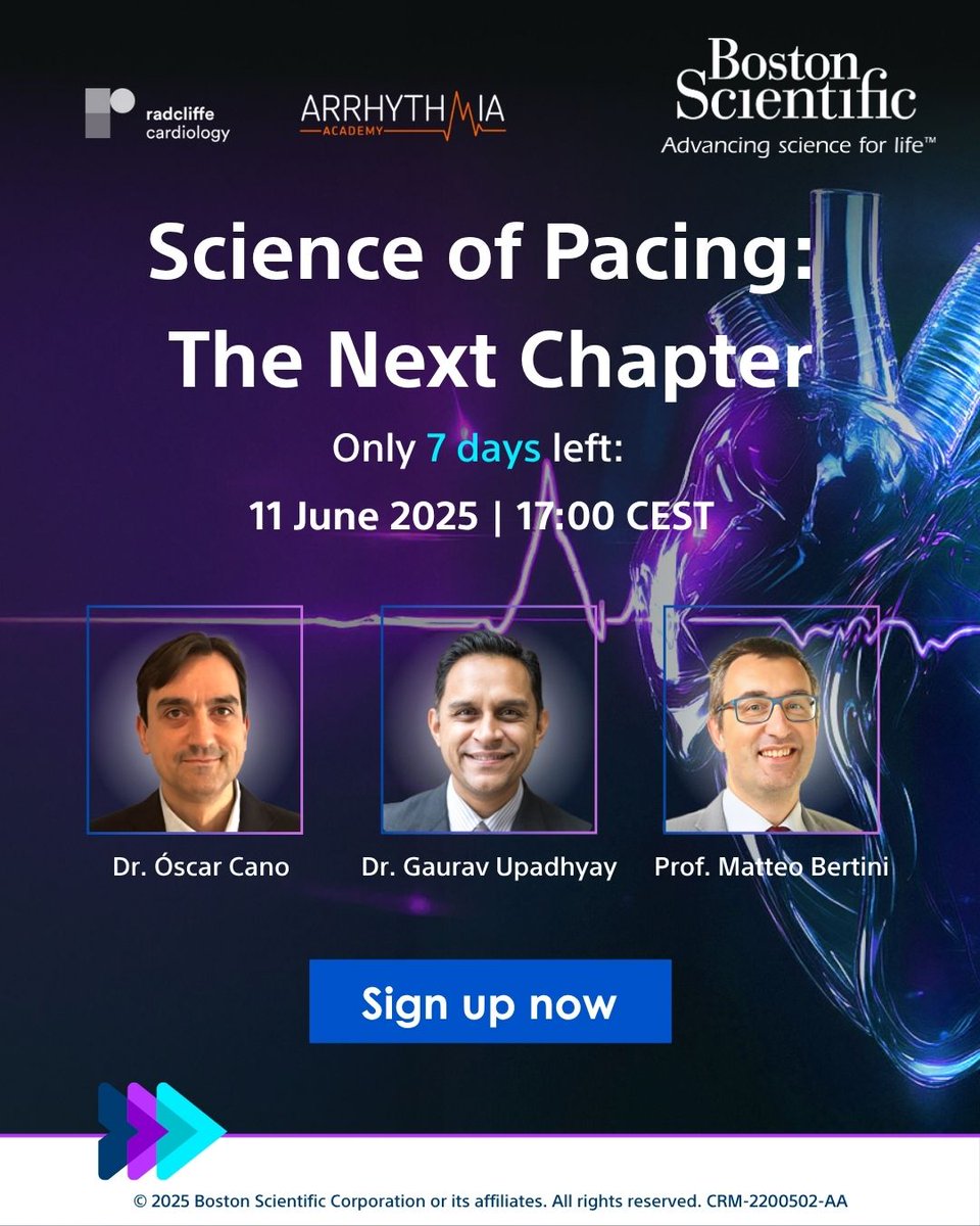 Still time to register for the CSP webinar on 11 June. 
Hear top experts discuss the INSIGHT-LBBA study, real-world pacing challenges, and stylet-driven lead strategies. 

Don’t miss it.
 
Register: bostonsci.co/lk0Ev9l2UTb
 
#CSP #Cardiology #BSCEMEA #Epeeps