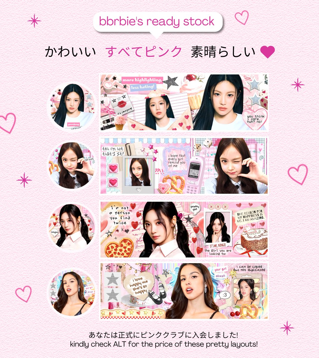 help repost? tysm <3

halo, aku bawa layout ready stock gg &amp; western, harganya 10k - 11k / each (cek ALT) dan free retext ya! yuk jemput sekarang 💗 #zonauang