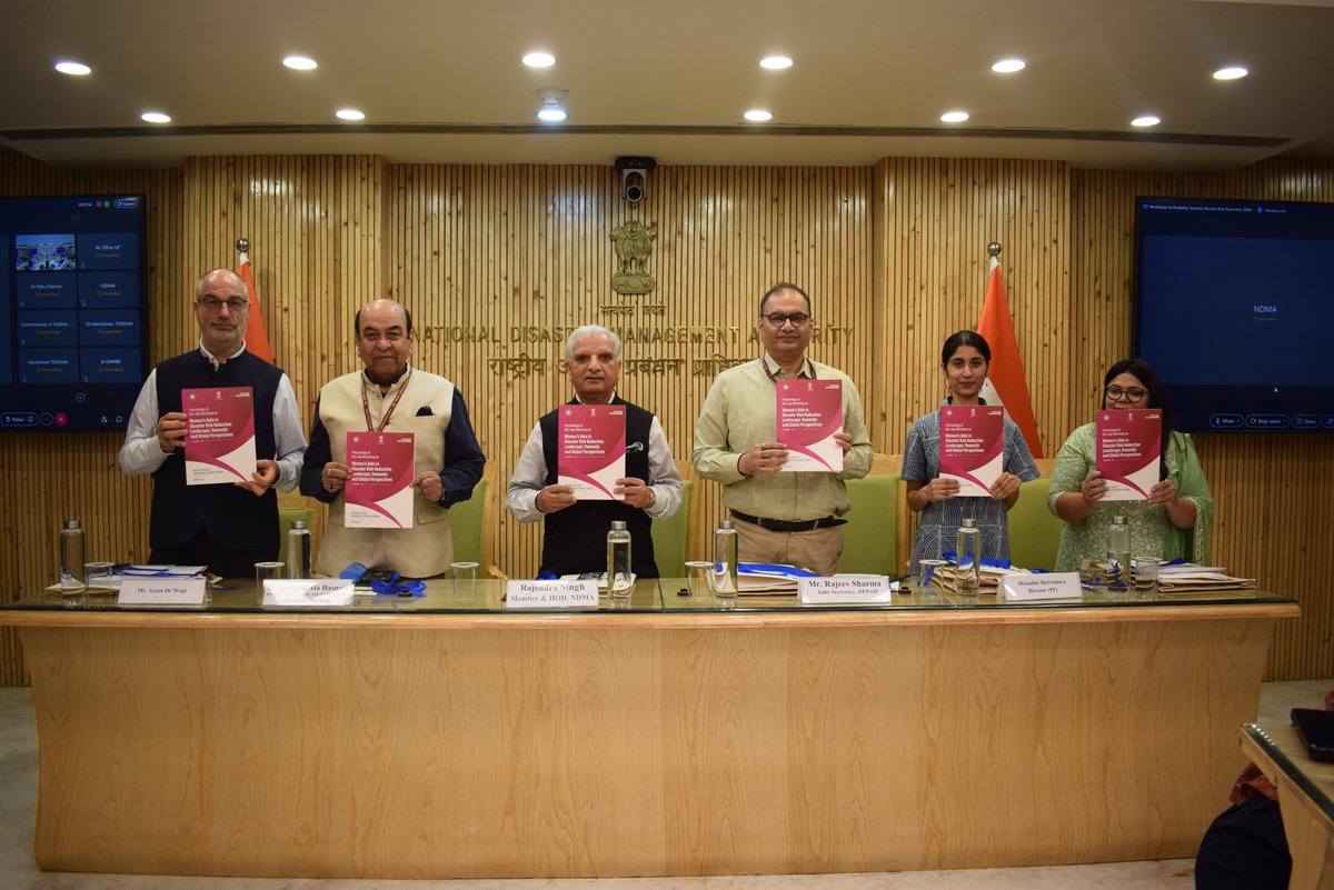 NDMA India | राष्ट्रीय आपदा प्रबंधन प्राधिकरण 🇮🇳 (@ndmaindia) on Twitter photo <a href="/UNICEFIndia/">UNICEF India</a> <a href="/PIBHomeAffairs/">Spokesperson, Ministry of Home Affairs</a> <a href="/atahasnain53/">Syed Ata Hasnain</a> <a href="/socialpwds/">Divyang Empowerment</a> <a href="/PIB_India/">PIB India</a> <a href="/MIB_India/">Ministry of Information and Broadcasting</a> Dignitaries release proceedings of "Workshop on Women's Role in DRR Landscape: Domestic & Global Perspective" highlighting women's crucial role in disaster risk reduction on the sidelines of the Workshop. #WomenInDRR #DisasterResilience" <a href="/UNICEFIndia/">UNICEF India</a> <a href="/PIBHomeAffairs/">Spokesperson, Ministry of Home Affairs</a> <a href="/atahasnain53/">Syed Ata Hasnain</a> <a href="/socialpwds/">Divyang Empowerment</a> <a href="/PIB_India/">PIB India</a> <a href="/MIB_India/">Ministry of Information and Broadcasting</a> Dignitaries release proceedings of "Workshop on Women's Role in DRR Landscape: Domestic & Global Perspective" highlighting women's crucial role in disaster risk reduction on the sidelines of the Workshop. #WomenInDRR #DisasterResilience"