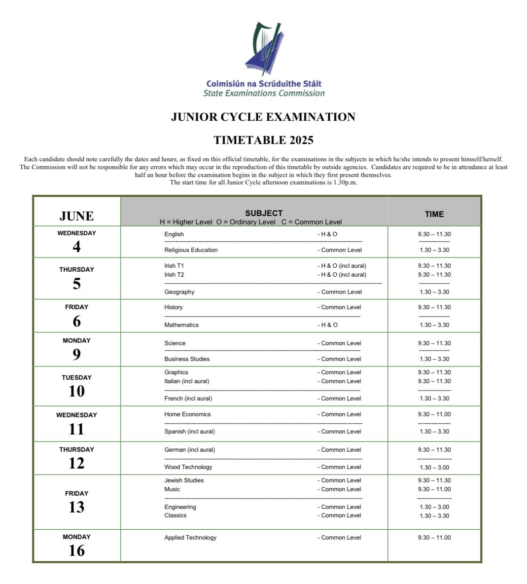 Best of luck with the SEC exams.

examinations.ie/?l=en&mc=ex&sc…