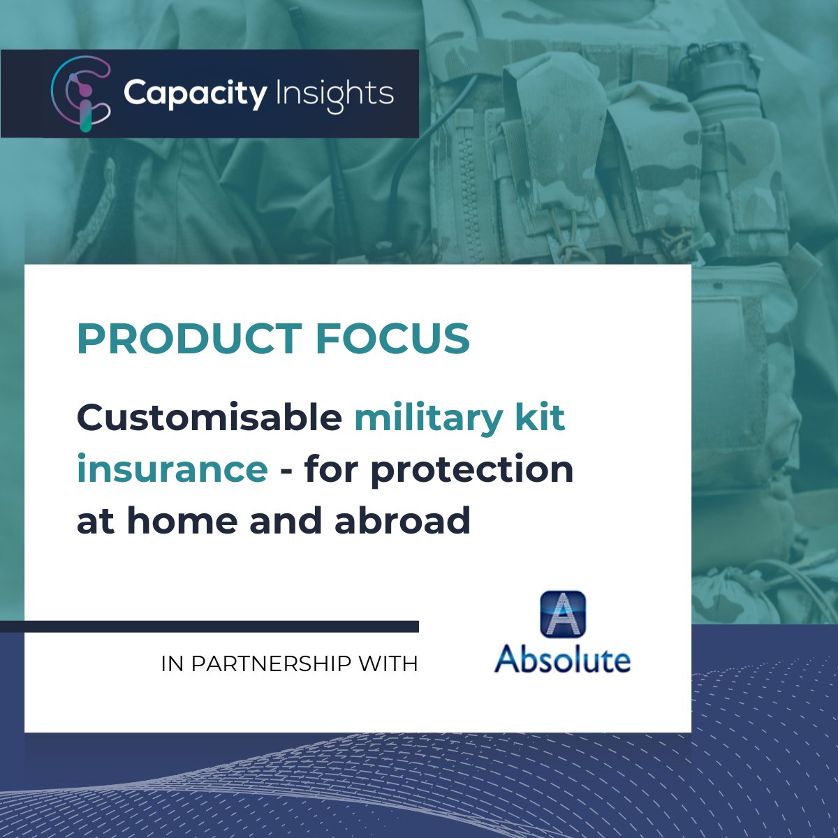 Capacity Insights (@capacityinsight) on Twitter photo Customisable military kit insurance for #armedforces personnel - offered in partnership with <a href="/_absoluteinsure/">Absolute Military</a>.
Includes cover for equipment, personal items and damage to service accommodation - at home and abroad. #kitinsurance #militaryinsurance Customisable military kit insurance for #armedforces personnel - offered in partnership with <a href="/_absoluteinsure/">Absolute Military</a>.
Includes cover for equipment, personal items and damage to service accommodation - at home and abroad. #kitinsurance #militaryinsurance