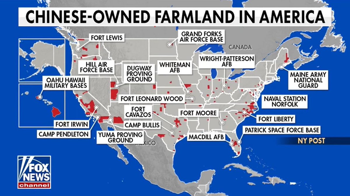 China is one of our biggest threats but for some reason our government thought it was a good idea to allow them to purchase vast amounts of our farmland over the years. It’s despicable. We need to ban any and all foreign nations from owning American soil and protect our