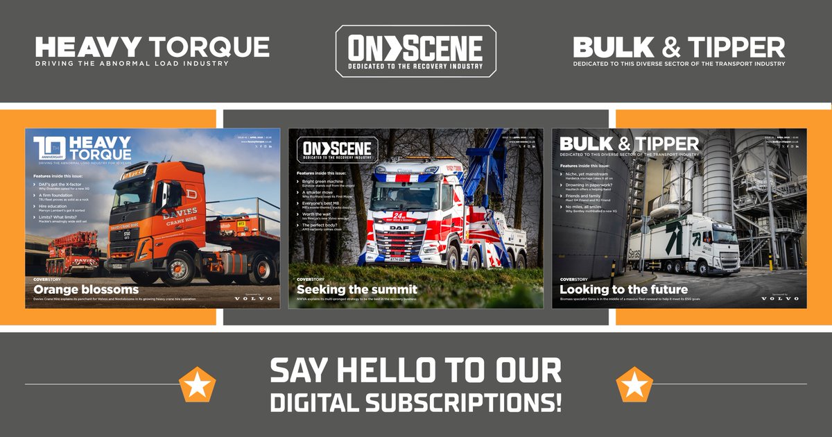 Want to get your hands on <a href="/HeavyTorque/">HeavyTorque Magazine</a>, <a href="/bulkandtipper/">Bulk & Tipper Magazine</a> <a href="/WeAreOnScene/">WeAreOnScene</a>, but running out of shelf space? Have no fear, our digital subscriptions are here!

Sign up today 👉 heavytorque.co.uk/subscribe-to-d…

#HeavyTorque #BulkandTipper #OnScene #WeAreOnScene #DigitalMagazine