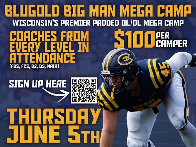 Jonathan Parrington (@jparrington2026) on Twitter photo I will be at <a href="/UWECFootball/">Blugold Football</a> Big Man Mega Camp tomorrow and cannot wait to compete.
<a href="/CoachBobDunnJr/">Bob Dunn</a> <a href="/coachscholten/">Kelly Scholten</a> <a href="/CoachBKearsley/">Brayden Kearsley</a> <a href="/K_Price73/">Kiefer Price</a> <a href="/CoachHeinBSU/">Jordan Hein</a> <a href="/BrandonLabath/">Brandon Labath</a> <a href="/Coach_KD_FB/">Kyland KD Dickerson</a> <a href="/Coach_Boes/">Bryan Boesen</a> <a href="/Coach_RSpringer/">Ryan Springer</a> <a href="/_Coach_McCall/">Andre McCall</a> <a href="/CoachCosgrove18/">Charlie Cosgrove</a> <a href="/Coach_Spencer11/">Spencer Erickson</a> <a href="/CoachHenning75/">Chad Henning</a> I will be at <a href="/UWECFootball/">Blugold Football</a> Big Man Mega Camp tomorrow and cannot wait to compete.
<a href="/CoachBobDunnJr/">Bob Dunn</a> <a href="/coachscholten/">Kelly Scholten</a> <a href="/CoachBKearsley/">Brayden Kearsley</a> <a href="/K_Price73/">Kiefer Price</a> <a href="/CoachHeinBSU/">Jordan Hein</a> <a href="/BrandonLabath/">Brandon Labath</a> <a href="/Coach_KD_FB/">Kyland KD Dickerson</a> <a href="/Coach_Boes/">Bryan Boesen</a> <a href="/Coach_RSpringer/">Ryan Springer</a> <a href="/_Coach_McCall/">Andre McCall</a> <a href="/CoachCosgrove18/">Charlie Cosgrove</a> <a href="/Coach_Spencer11/">Spencer Erickson</a> <a href="/CoachHenning75/">Chad Henning</a>