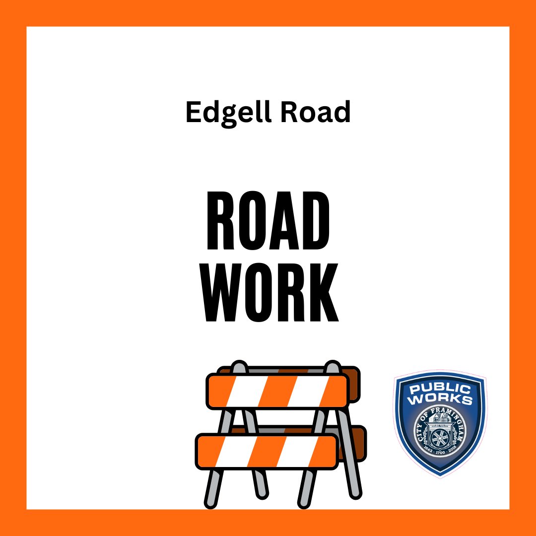 City of Framingham (@framingham_ma) on Twitter photo ROAD PAVING NOTICE – JUNE 4
Final road paving will take place TONIGHT, June 4, from 7 p.m. to 5 a.m., weather permitting, at the intersection of Edgell Road & Central Street. One lane will be closed during work hours—expect delays. <a href="/DPWFramingham/">Framingham Public Works</a> ROAD PAVING NOTICE – JUNE 4
Final road paving will take place TONIGHT, June 4, from 7 p.m. to 5 a.m., weather permitting, at the intersection of Edgell Road & Central Street. One lane will be closed during work hours—expect delays. <a href="/DPWFramingham/">Framingham Public Works</a>