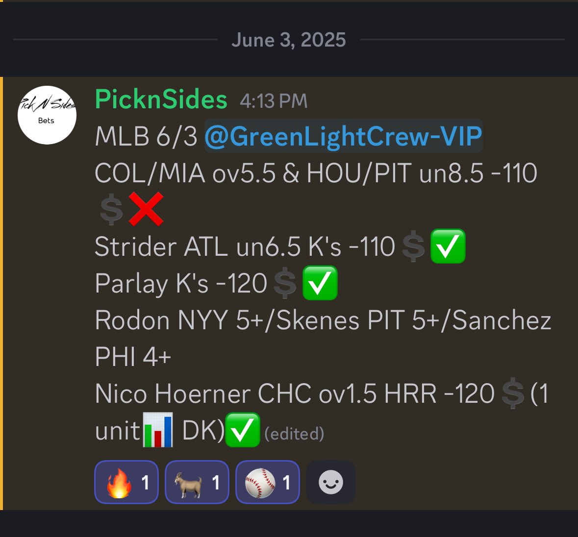 PicknSides (@picknsides) on Twitter photo Starting off June winning again for <a href="/_GreenLightCrew/">GreenLightCrew ππ΄</a> up +1.9units after last night. Stop missing out and join the free discord. Link in profile. #freepicks #freebets #betting #gambling Starting off June winning again for <a href="/_GreenLightCrew/">GreenLightCrew ππ΄</a> up +1.9units after last night. Stop missing out and join the free discord. Link in profile. #freepicks #freebets #betting #gambling