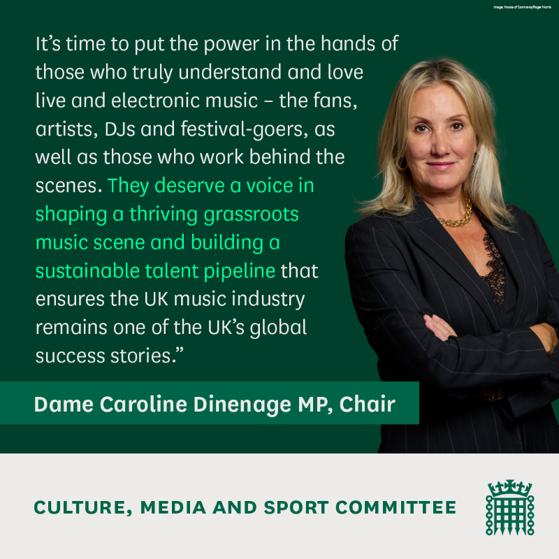 CommonsCMS's tweet photo. "It’s time to put the power in the hands of those who truly understand and love live and electronic music"

We've launched a fan-led review 🎵

The review will be chaired by @KevinBrennanMP and will encompass all aspects of live and electronic music.

Read more 👇