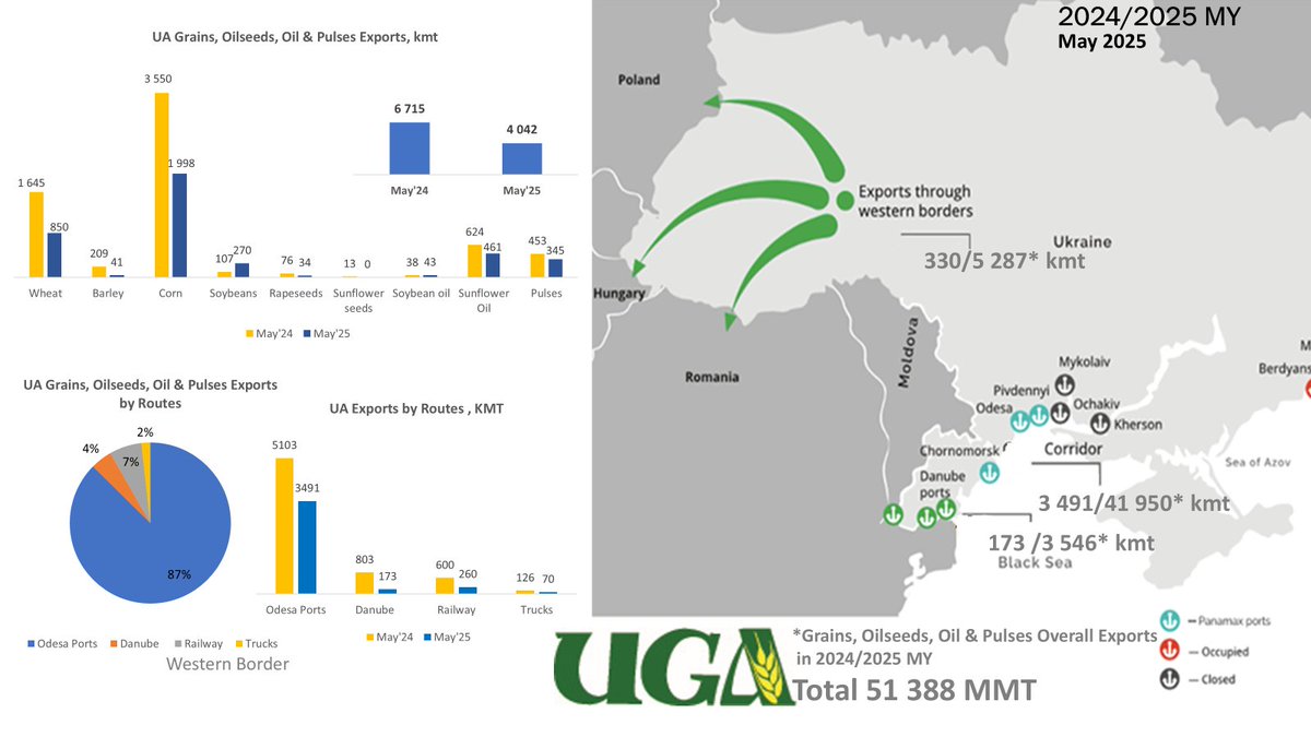 UkrGrain's tweet image. Some insights on UA Grain & Oilseeds exports in May 2025 and total for 11 months of 24/25 MY
