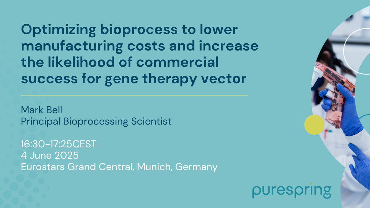 Later today, Mark Bell, Principal Bioprocessing Scientist, will present at #EGeneCell 2025, providing insights into how scalable #manufacturing and end-to-end process integration can support the #ClinicalDevelopment process through to commercial viability.

#Innovation #Biotech