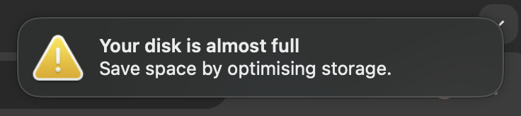 This year, I plan to buy a new Mac. I'm waiting for the M5 and will choose the 1TB version. I hate when these notifications appear! 😅