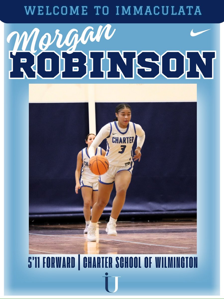 𝐖𝐄𝐋𝐂𝐎𝐌𝐄, 𝐂𝐋𝐀𝐒𝐒 𝐎𝐅 𝟐𝟎𝟐𝟗!

𝐌𝐨𝐫𝐠𝐚𝐧 𝐑𝐨𝐛𝐢𝐧𝐬𝐨𝐧: 5’11 Forward
   𝐇𝐨𝐦𝐞𝐭𝐨𝐰𝐧: Wilmington, DE
   𝐇𝐒: Charter School of Wilmington
   𝐂𝐥𝐚𝐬𝐬: First Year
   𝐌𝐚𝐣𝐨𝐫: Exercise Science/Pre-PT

Excited to have you join our WBB family Morgan! 💙🏀