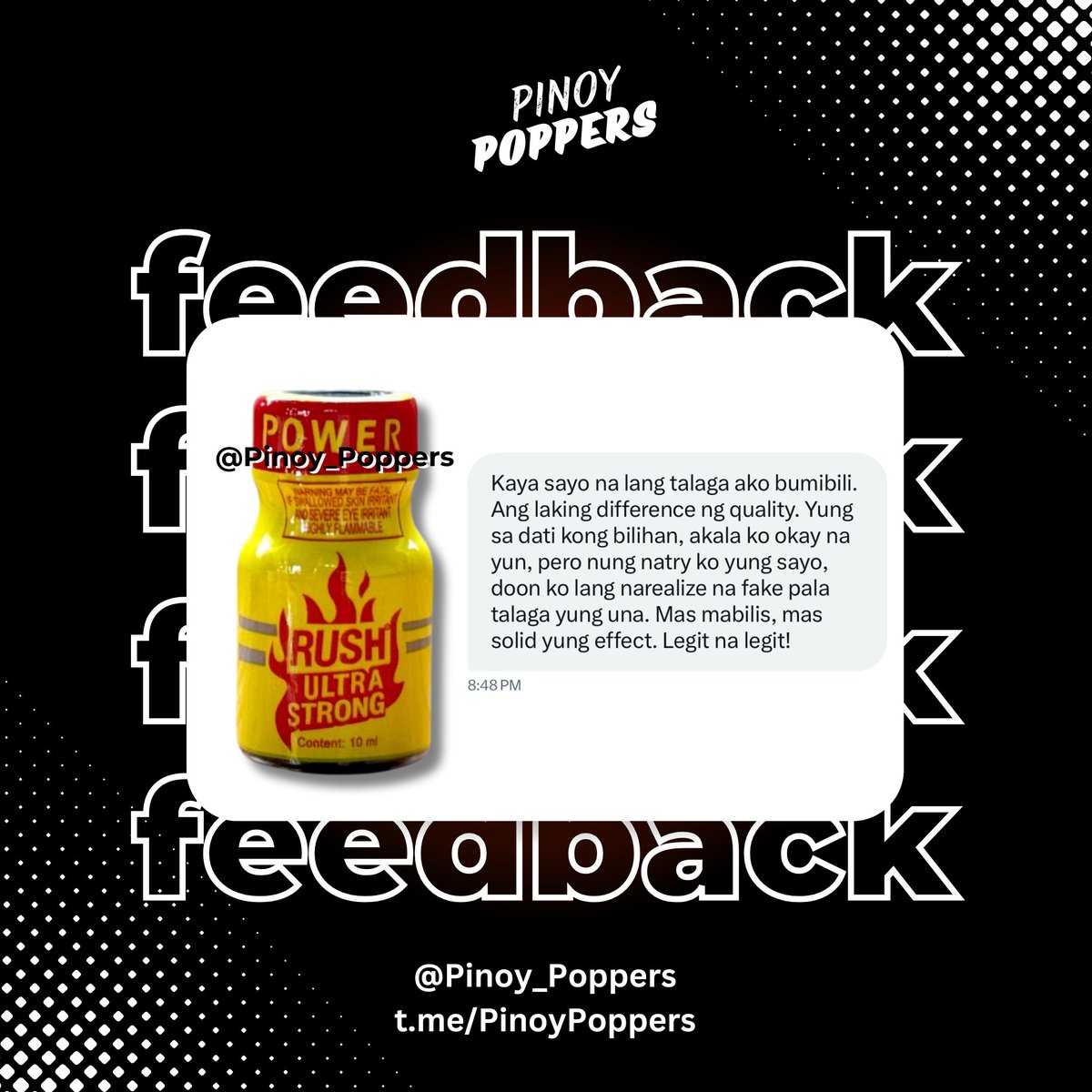 Pinoy Poppers (@pinoy_poppers) on Twitter photo โMas mabilis, mas solid yung effect. Legit na legit!โ
๐ต๐ญ Nationwide Delivery via J&T Express
๐๏ธ Same Day Deliver via Lalamove/Grab Express
Order now!
๐ฉ DM <a href="/Pinoy_Poppers/">Pinoy Poppers ๐ต๐ญ | 100k</a>
๐ฌ TG t.me/PinoyPoppers โMas mabilis, mas solid yung effect. Legit na legit!โ
๐ต๐ญ Nationwide Delivery via J&T Express
๐๏ธ Same Day Deliver via Lalamove/Grab Express
Order now!
๐ฉ DM <a href="/Pinoy_Poppers/">Pinoy Poppers ๐ต๐ญ | 100k</a>
๐ฌ TG t.me/PinoyPoppers