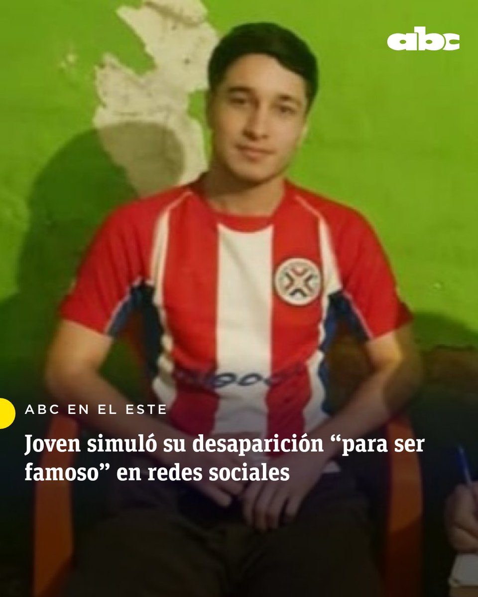 #ABCEnElEste Junior Ramón Samudio Villasboa, de 18 años, fingió su desaparición con la idea de volverse “famoso” en las redes sociales.

🔸 Una vez que vio sus fotos "se puso feliz por lo que hizo".

🔴 Canal de WhatsApp: whatsapp.com/channel/0029Va…

abc.com.py/este/2025/06/0…