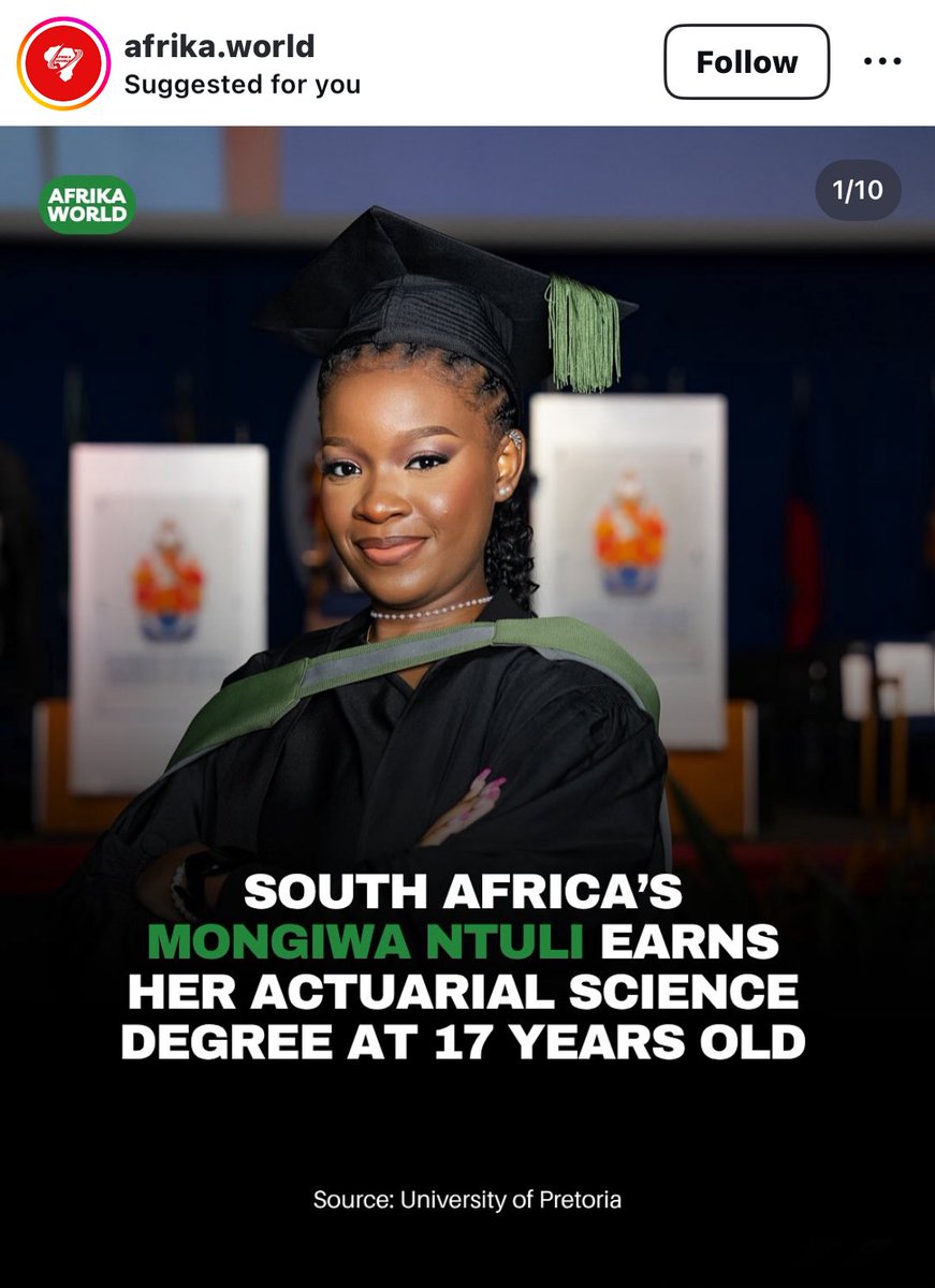 South Africa’s brilliance, in full bloom.
At just 17 years old, Mongiwa Ntuli has earned her Actuarial Science degree from the University of Pretoria—a powerful reminder of the talent rising in our lecture halls and labs every day.