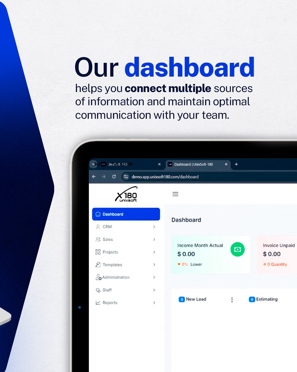 unixsoft180's tweet image. Stay in control of your projects—wherever you are. Unixsoft 180 connects your data, your team, and your vision in one smart dashboard.
#SmartCRM #RoofingSoftware #RealTimeTracking #TeamManagement #Unixsoft180