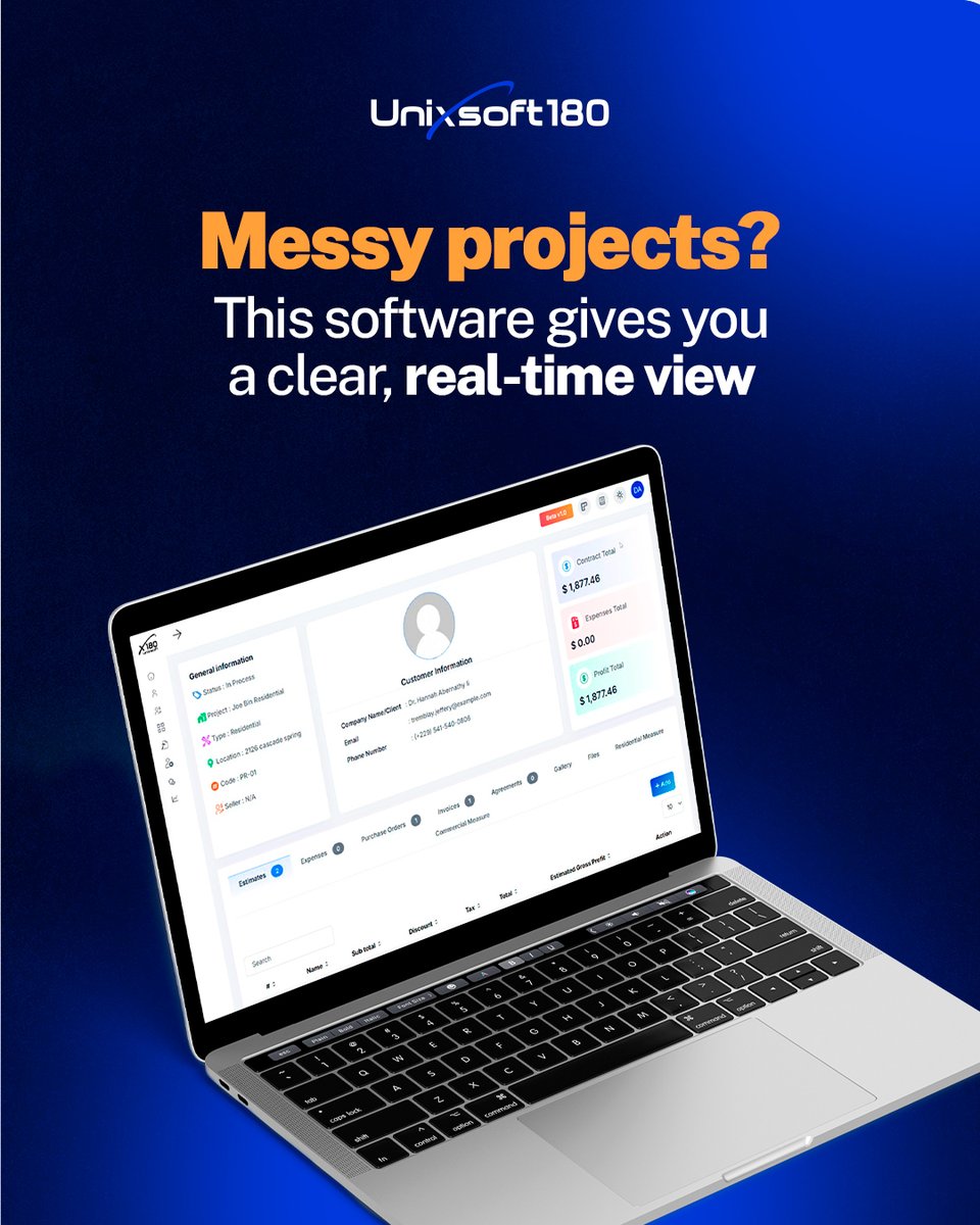unixsoft180's tweet image. Stay in control of your projects—wherever you are. Unixsoft 180 connects your data, your team, and your vision in one smart dashboard.
#SmartCRM #RoofingSoftware #RealTimeTracking #TeamManagement #Unixsoft180