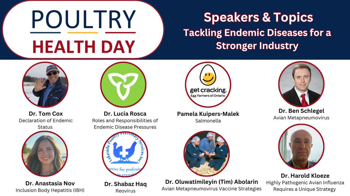 From Salmonella to IBH—our speakers are digging deep into one of the industry’s biggest ongoing challenges: endemic diseases.

Join CFIA, OMAFA &amp; top poultry vets on June 18 in Stratford.

🎟️ Seats are filling fast—secure yours now: ow.ly/Ljl250W2T2U

#PoultryHealth #PIC