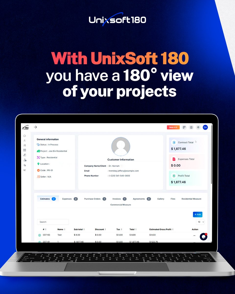 unixsoft180's tweet image. Get a 180° view of your projects with Unixsoft. Track expenses and profits in real-time to make smarter business decisions. Don’t wait—take control today!

#ProjectManagement #RealTimeData #BusinessGrowth #RoofingCRM #Unixsoft180