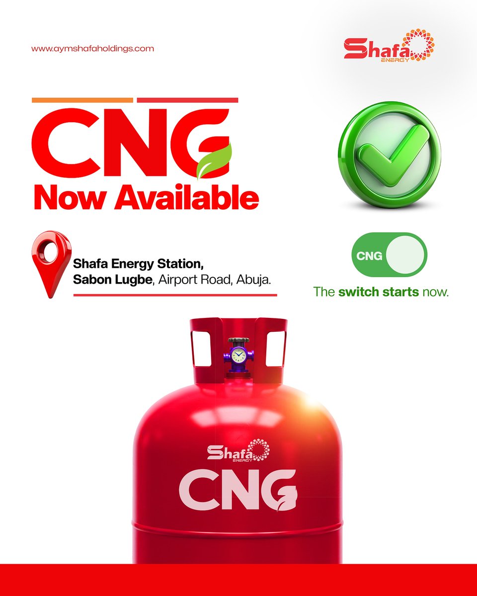 CitronEnergyLtd's tweet photo. SHAFA Energy just launched its Mother Station: Shafa Energy Station, Sabon Lugbe, Abuja! 🇳🇬

CNG now available ✅

Affordable. Sustainable. No more long queues. 💨

#ShafaEnergy #CNG #AYMShafa #CleanEnergy #Abuja #OilAndGas #Lugbe #CNGStation #netnaija #bishopoyedepo https://t.co/DEtgv8SVG8