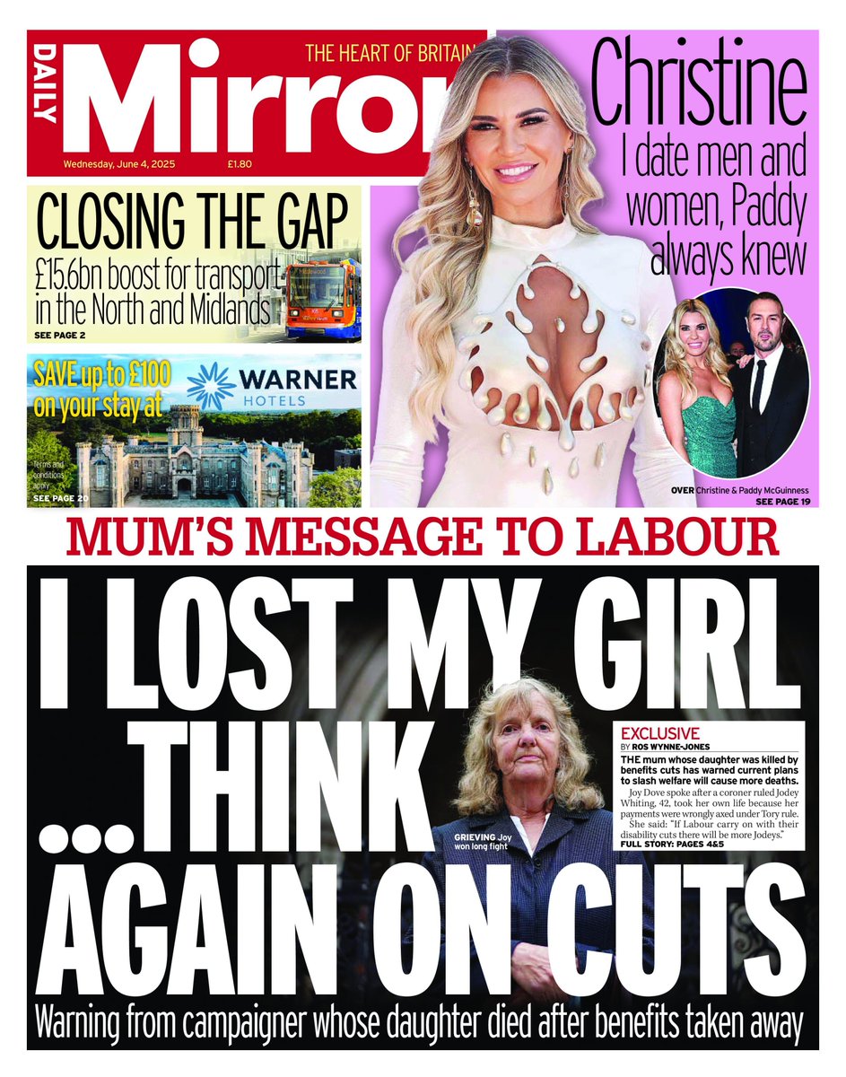 Today our client was featured on the front page of the Daily Mirror following her eight-year battle to hold the DWP accountable for their role in her daughter’s death. (1/7)