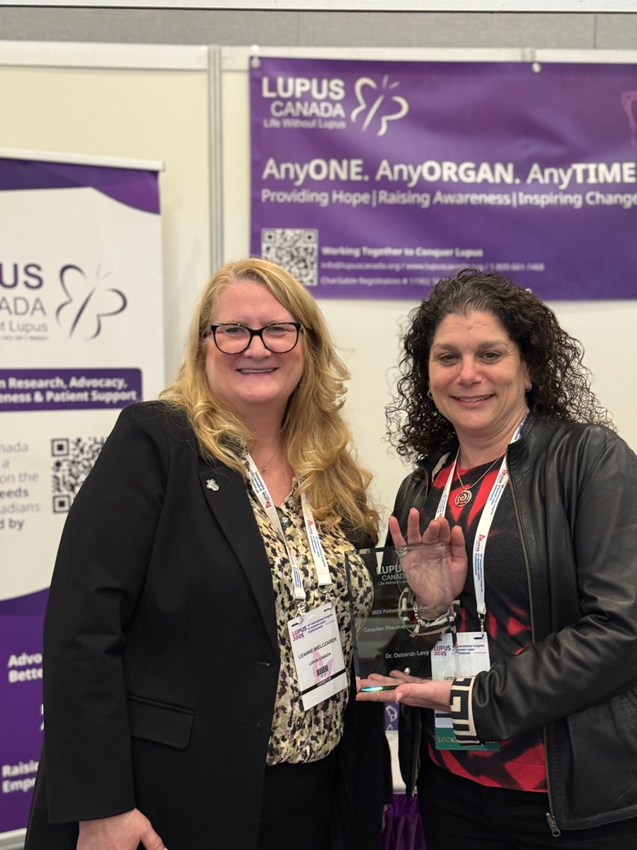 Lupus Canada’s 2025 Patients’ Choice Award for Canadian Rheumatologist of the Year goes to Dr. Deborah Levy of SickKids Hospital!

Thank you to everyone who shared their stories and helped us honour excellence in lupus care 💜

Read more: lupuscanada.org/patients-choic…