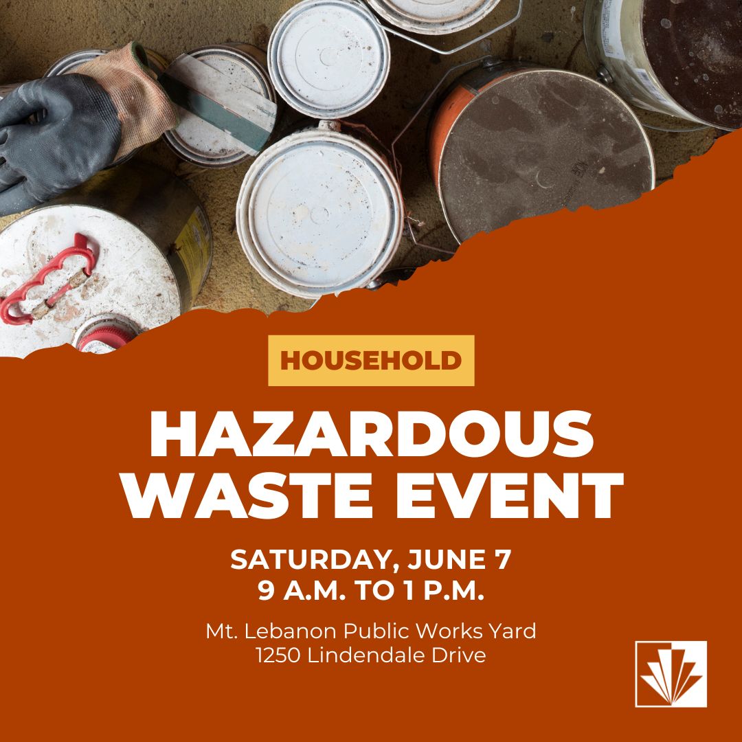 ☣️ REMINDER: Mt. Lebanon's household hazardous materials collection is this Saturday from 9 a.m. to 1 p.m.  Accepted items include cleaners, paints, pesticides and more!

💳 Pre-register &amp; pay via credit card at NobleEnviro.com.