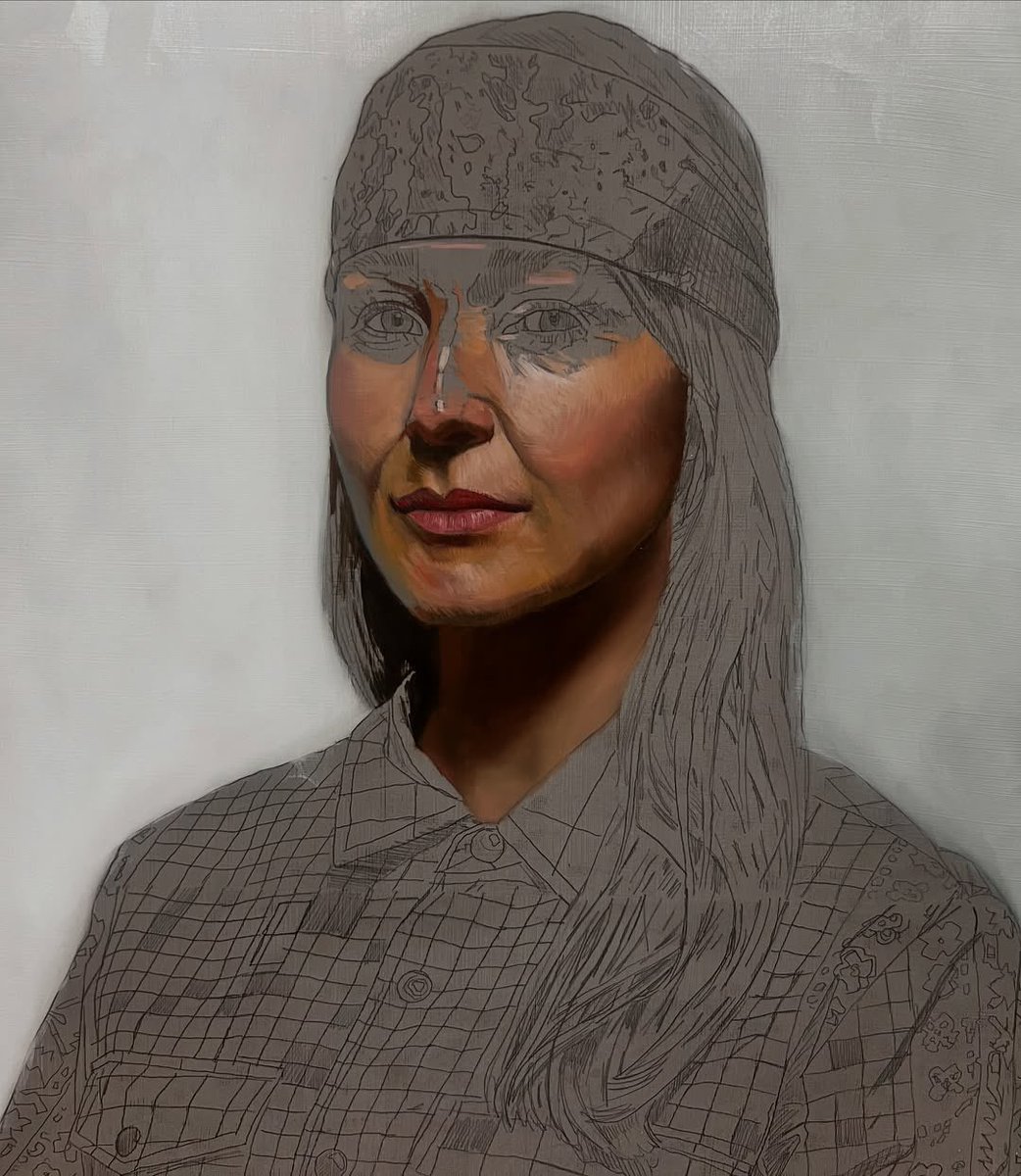 jeweljk's tweet image. Work in progress - for an exciting project I can’t wait to tell you all about. Do you recognize the inspiration for this self portrait?
Oil on ACM panel #painting