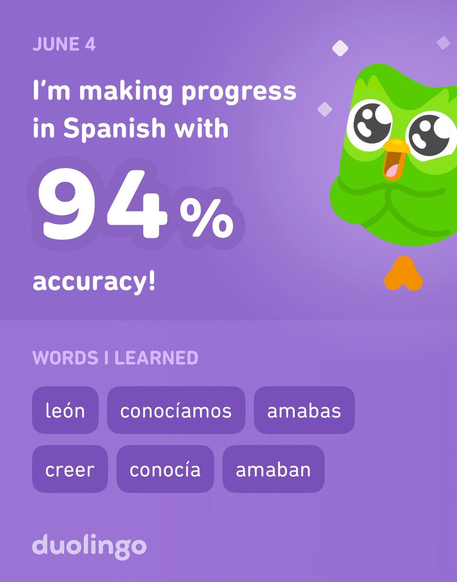 PounderWeek's tweet image. I’m learning Spanish on Duolingo! It’s free, fun, and effective.
