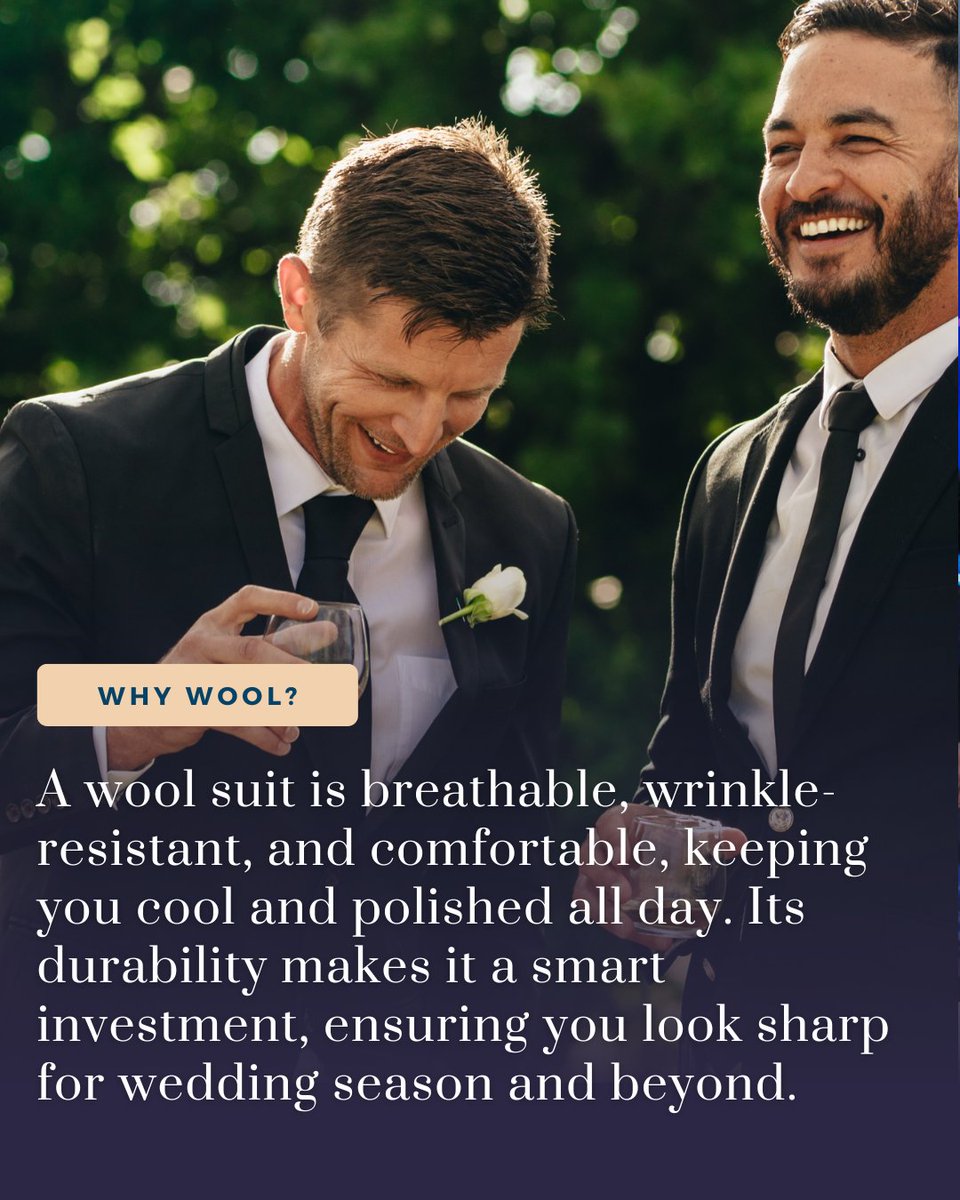 ExperienceWool's tweet photo. Wedding season is here! 🎉 Whether you’re the groom or a guest, the right wool suit ensures you stay cool, comfortable, and stylish. Avoid common mistakes and find your perfect fit → https://t.co/r78dI8NvzN
#WeddingSeason #MensStyle #WoolSuits #AmericanWool #StyleGuide https://t.co/4bjo8jJ5iA