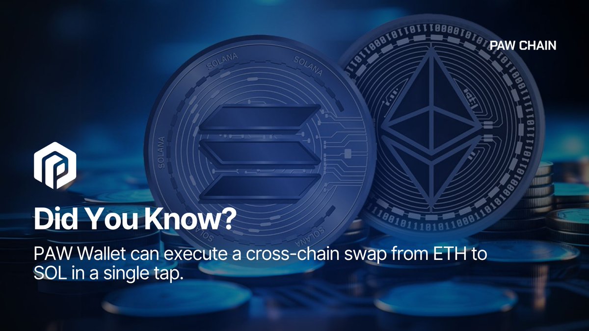 PawChain's tweet image. Did you know PAW Wallet can execute a cross-chain swap from ETH to SOL in a single tap, No bridge selection, no network switching, and no manual steps required? 🔄
There’s no need to leave the wallet. The entire process happens natively in one clean transaction.
That’s true…