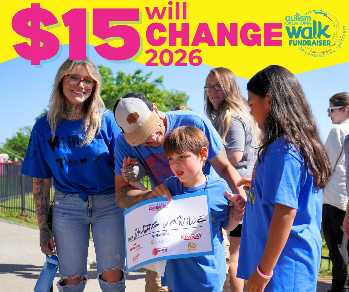 If everyone gave just $15 — about the cost of a takeout pizza 🍕 — we could fund free programs, connection events and support for thousands of Oklahomans in 2026!

📲 Donate now: autismoklahomawalk.org/donate/
💸 Or Venmo us: venmo.com/u/AutismOklaho…