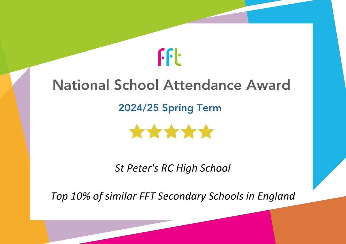 StPetersUK's tweet image. ๐ TOP 10 IN ENGLAND FOR ATTENDANCE! ๐ฅ
Weโre proud to be named one of the Top 10 schools in England for attendance again this year!
๐ Huge thanks to our incredible students, dedicated staff, and supportive parents. Your commitment makes this possible every single day.