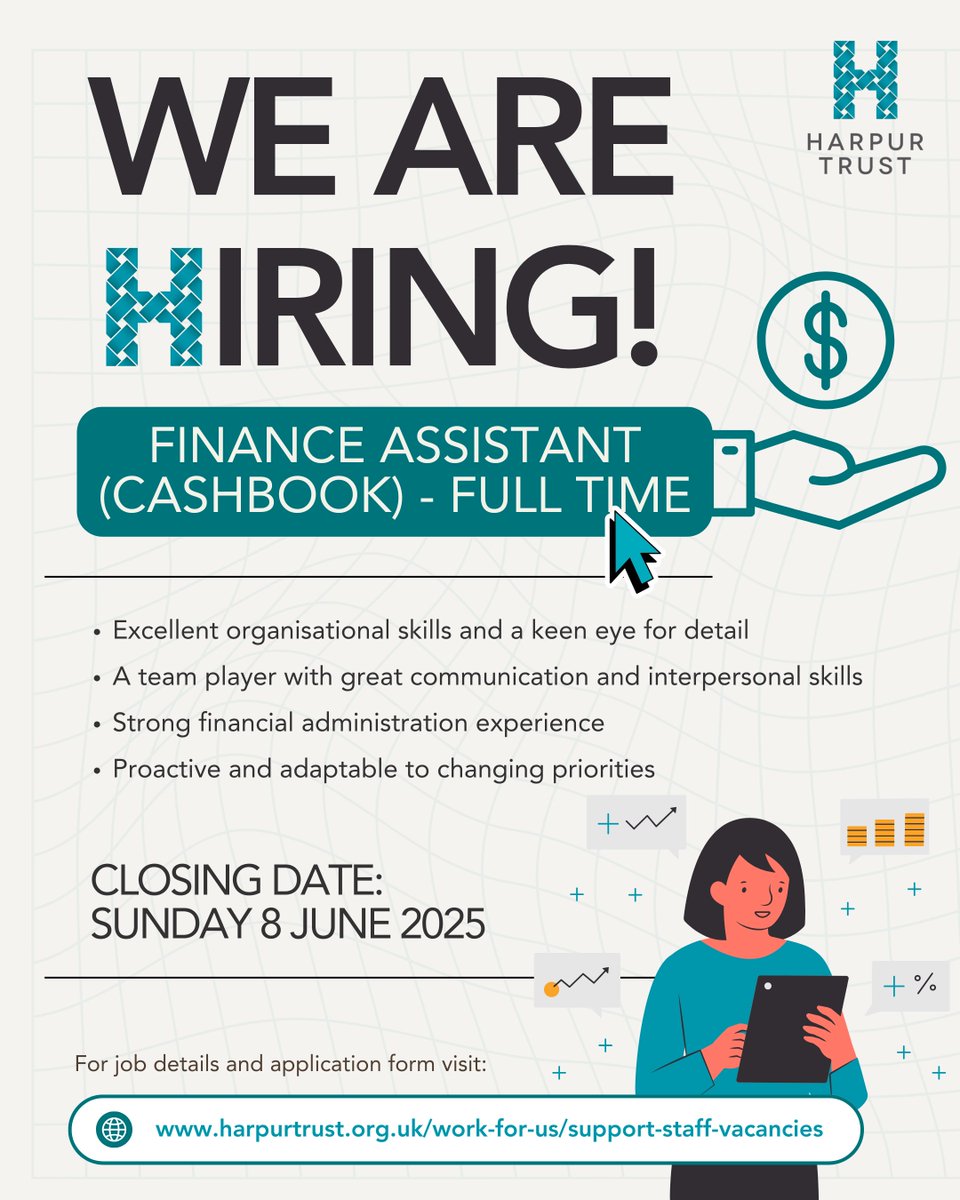 We’re hiring! Join The Harpur Trust as a Finance Assistant (Cashbook).

Are you a detail-driven finance professional with a passion for accuracy and top-notch customer service?

Apply now or find out more: rb.gy/kp6s15
Questions? Contact Zara Beaumont on 01234 369500