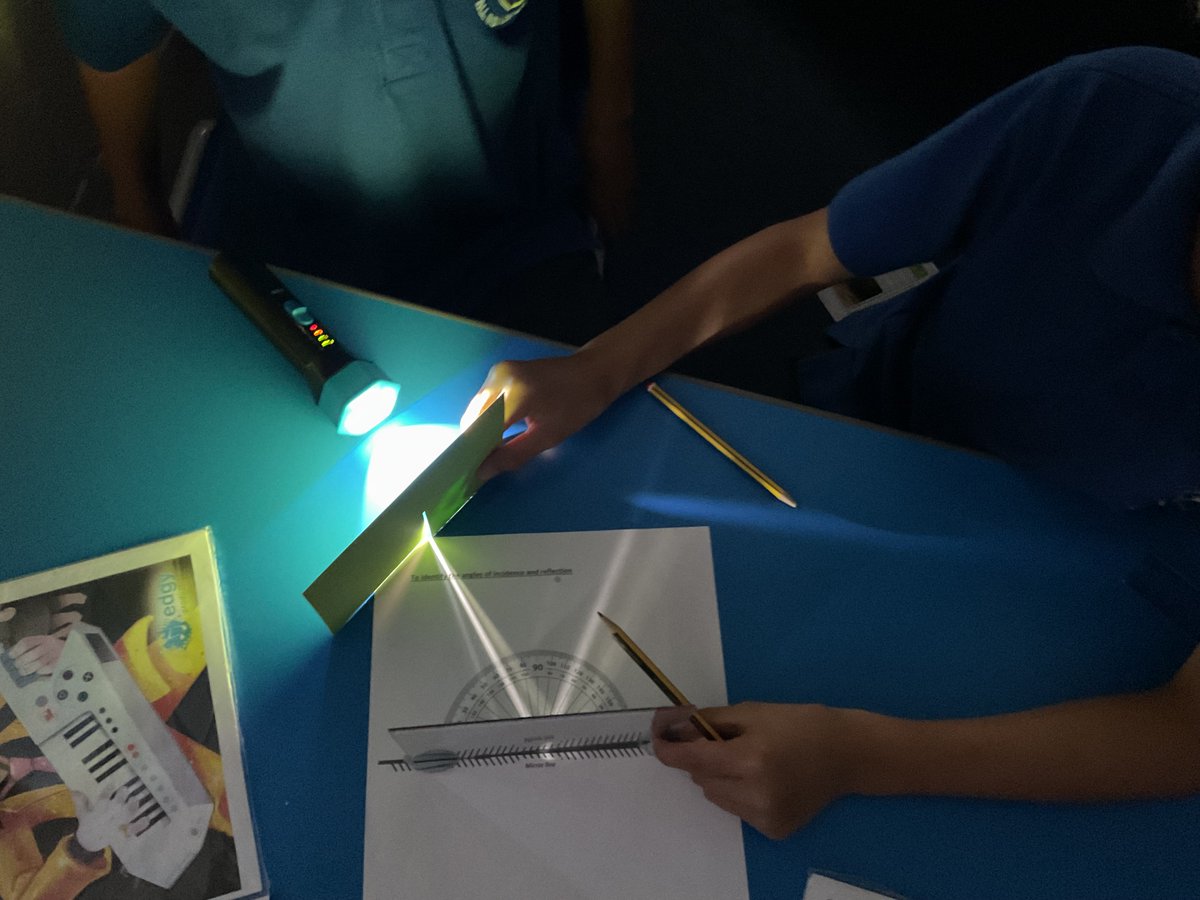 Today, year 6 were investigating the law of reflection! The angle of incidence = the angle of reflection! 
🔦💡🪞🪩