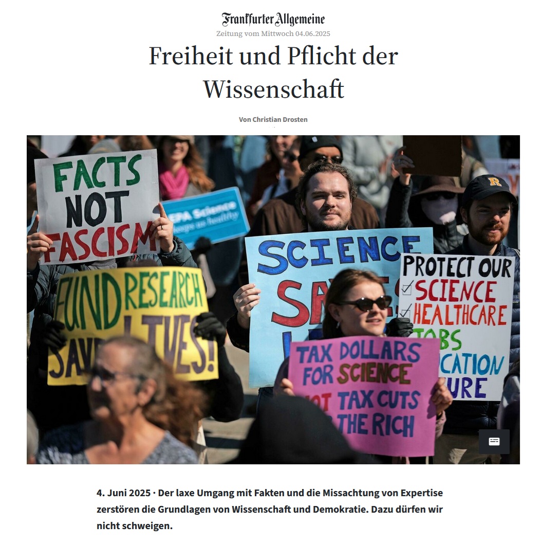 "Auch die Wissenschaft muss sich selbstkritisch prüfen. Wir müssen  dringend darüber reden, welche Verpflichtungen die Gesellschaft uns mit  der Wissenschaftsfreiheit auferlegt."