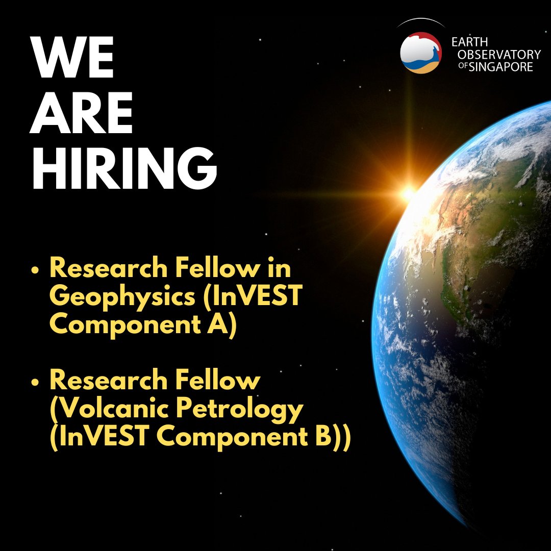 The 'Integrating Volcano and Earthquake Science and Technology' programme (InVEST) is hiring two Research Fellows!

Apply now 👇
🔵 Research Fellow in Geophysics (InVEST Component A): bit.ly/3Z3oJrB
🔵 Research Fellow (Volcanic Petrology (InVEST Component B)):