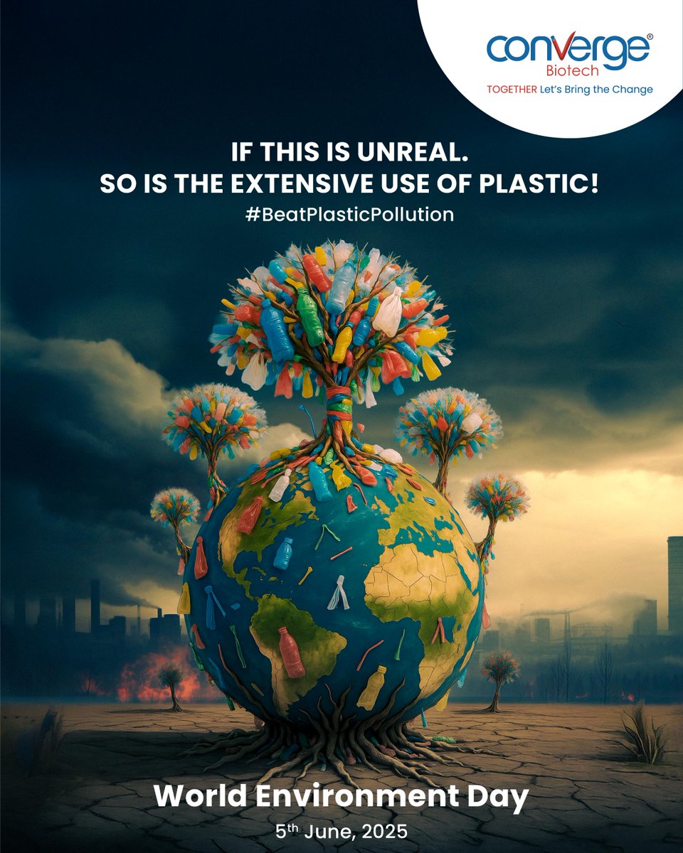 convergebiotech's tweet photo. Let’s heed the warning signs before nature runs out of remedies.
This #WorldEnvironmentDay2025, Converge Biotech commits to reducing plastic usage across our operations. Because healing begins with responsibility. #BeatPlasticPollution https://t.co/snwC55ZhKq
