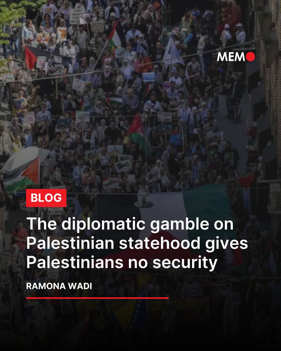 After France announced its intention to recognise a Palestinian state, Israel and the US have been lobbying against the possibility. France and Saudi Arabia are due to host a summit on Palestinian statehood at the UN in June.

BLOG by Ramona Wadi

Read: middleeastmonitor.com/20250603-the-d…