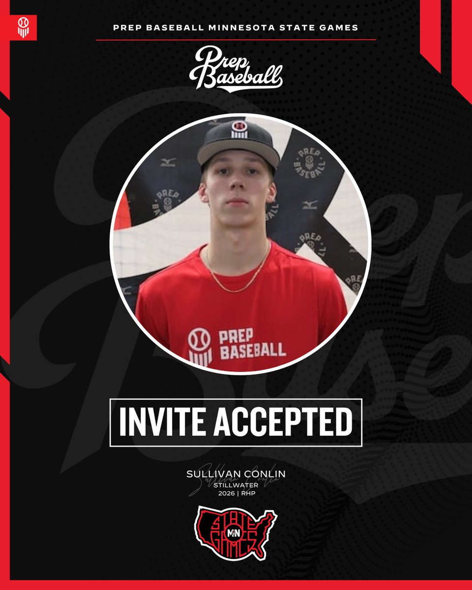 𝗠𝗶𝗻𝗻𝗲𝘀𝗼𝘁𝗮 𝗦𝘁𝗮𝘁𝗲 𝗚𝗮𝗺𝗲𝘀: 𝘐𝘯𝘷𝘪𝘵𝘦 𝘈𝘤𝘤𝘦𝘱𝘵𝘦𝘥 ✅

Sullivan Conlin | @sullivanconlin
ℹ️ 2026, RHP, Stillwater
👤 loom.ly/HQlT02Y

𝘙𝘦𝘲𝘶𝘦𝘴𝘵 𝘺𝘰𝘶𝘳 𝘪𝘯𝘷𝘪𝘵𝘦 ➡️ loom.ly/CyEX7OM
